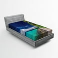 thumbnail image 1 of Ambesonne Ocean Fitted Sheet, Beach Palm Trees Sky, Twin Size, Turquoise Green, 1 of 2