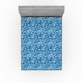 thumbnail image 1 of Ambesonne Ocean Fitted Sheet, Big Waves Japanese Nautical, Queen Size, Sea Blue and Pale Ceil Blue, 1 of 5