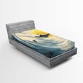 thumbnail image 1 of Ambesonne Ocean Fitted Sheet, Cloudy Tropical Island, Twin XL Size, Beige Yellow Navy, 1 of 3