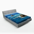 thumbnail image 1 of Ambesonne Ocean Fitted Sheet, Daytime Wavy Rocky Sea, Queen Size, Blue Grey White, 1 of 2
