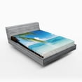 thumbnail image 1 of Ambesonne Ocean Fitted Sheet, Exotic Beach Shoreline, Queen Size, Green Blue White, 1 of 3