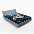 thumbnail image 1 of Ambesonne Ocean Fitted Sheet, Hawksbill Sea Turtle, Full Size, Blue Lilac Yellow, 1 of 2