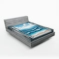 thumbnail image 1 of Ambesonne Ocean Fitted Sheet, Historic Window Sea Scenery, King Size, Sea Blue Coconut and Camel, 1 of 3