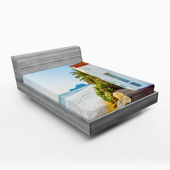 Ambesonne Ocean Fitted Sheet, Home Porch View Moroccan, Full Size, Multicolor