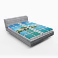 thumbnail image 1 of Ambesonne Ocean Fitted Sheet, Idyllic View from Window, Queen Size, Pink Blue, 1 of 3