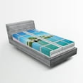 thumbnail image 1 of Ambesonne Ocean Fitted Sheet, Idyllic View from Window, Twin Size, Pink Blue, 1 of 3