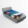 thumbnail image 1 of Ambesonne Ocean Fitted Sheet, Island Caribbean Sealife, Twin XL Size, Pale Brown Turquoise, 1 of 3