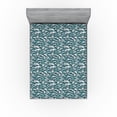 thumbnail image 1 of Ambesonne Ocean Fitted Sheet, Minimalist Wave Pattern Retro, Queen Size, Almond Green and Eggshell, 1 of 5