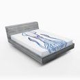 thumbnail image 1 of Ambesonne Ocean Fitted Sheet, Nautical Marine Design, Queen Size, Blue, 1 of 2