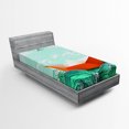 thumbnail image 1 of Ambesonne Ocean Fitted Sheet, Navy Sealife with Waves, Twin XL Size, Sky Blue Orange, 1 of 3
