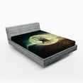 thumbnail image 1 of Ambesonne Ocean Fitted Sheet, Old Ship Sea Moonlight, Queen Size, Umber Dark Blue White, 1 of 3