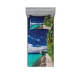 thumbnail image 1 of Ambesonne Ocean Fitted Sheet & Pillow Sham Set, Beach Palm Trees Sky, Twin, Turquoise Green, 1 of 2
