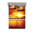 thumbnail image 1 of Ambesonne Ocean Fitted Sheet & Pillow Sham Set, Colorful Sunset Summer, Full, Brown Yellow, 1 of 2