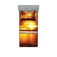 thumbnail image 1 of Ambesonne Ocean Fitted Sheet & Pillow Sham Set, Colorful Sunset Summer, Twin, Brown Yellow, 1 of 2