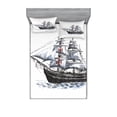 thumbnail image 1 of Ambesonne Ocean Fitted Sheet & Pillow Sham Set, Columbus Ship Sailing, Queen, Multicolor, 1 of 2