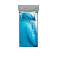 thumbnail image 1 of Ambesonne Ocean Fitted Sheet & Pillow Sham Set, Extreme Water Sports, Twin, Aqua White, 1 of 2