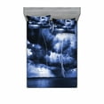 thumbnail image 1 of Ambesonne Ocean Fitted Sheet & Pillow Sham Set, Rain Clouds Storm Rays, Queen, Blue, 1 of 3