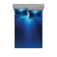 thumbnail image 1 of Ambesonne Ocean Fitted Sheet & Pillow Sham Set, Sandy Seabed Sea Scene, Full, Navy Blue Aqua, 1 of 3