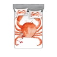 thumbnail image 1 of Ambesonne Ocean Fitted Sheet & Pillow Sham Set, Sea Animals Theme Crabs, King, Vermilion, 1 of 2