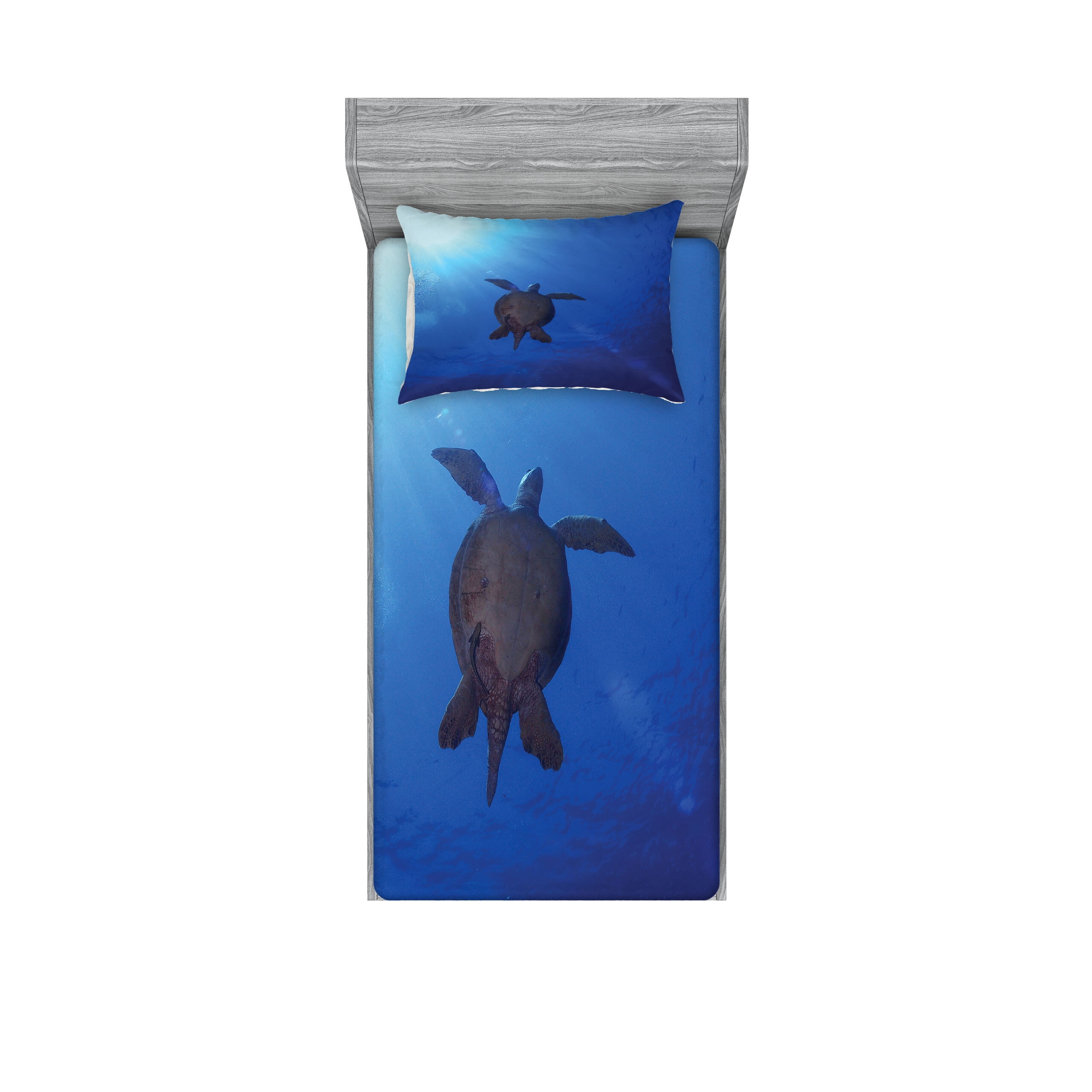 Aqua Sea Turtle Print Microfiber Twin XL Sheet Set