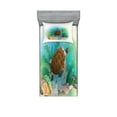 thumbnail image 1 of Ambesonne Ocean Fitted Sheet & Pillow Sham Set, Sea Turtles Underwater, Twinxl, Green Brown, 1 of 2