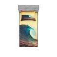 thumbnail image 1 of Ambesonne Ocean Fitted Sheet & Pillow Sham Set, Sunset in Warm Colors, Twin, Turquoise Yellow Brown, 1 of 2