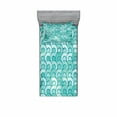 thumbnail image 1 of Ambesonne Ocean Fitted Sheet & Pillow Sham Set, Swirled Spiral Sea Waves, Twinxl, Aqua, 1 of 3