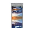 thumbnail image 1 of Ambesonne Ocean Fitted Sheet & Pillow Sham Set, Thunder over Sea Storm, Twin, Orange Blue, 1 of 2
