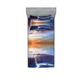 thumbnail image 1 of Ambesonne Ocean Fitted Sheet & Pillow Sham Set, Thunder over Sea Storm, Twinxl, Orange Blue, 1 of 2