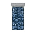 thumbnail image 1 of Ambesonne Ocean Fitted Sheet & Pillow Sham Set, Tropic Fish Moss Leaves, Twinxl, Blue Indigo Royal Blue, 1 of 3