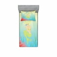 thumbnail image 1 of Ambesonne Ocean Fitted Sheet & Pillow Sham Set, Unusual Mermaid Shell, Twinxl, Coral Blue, 1 of 2