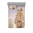 thumbnail image 1 of Ambesonne Ocean Fitted Sheet & Pillow Sham Set, Wooden Sailing Ship Waves, Full, Cream and Blue Grey, 1 of 3