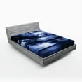 thumbnail image 1 of Ambesonne Ocean Fitted Sheet, Rain Clouds Storm Rays, Queen Size, Blue, 1 of 2
