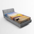 thumbnail image 1 of Ambesonne Ocean Fitted Sheet, Rising Sun Sea Maldives, Twin Size, Blue Coral Yellow, 1 of 2
