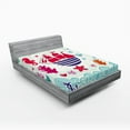 thumbnail image 1 of Ambesonne Ocean Fitted Sheet, Sailing Ship Anchor Sea, Queen Size, Red and Turquoise, 1 of 2