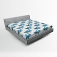 thumbnail image 1 of Ambesonne Ocean Fitted Sheet, Sea Fierce Wild Shark, Queen Size, Blue White, 1 of 2