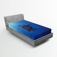 thumbnail image 1 of Ambesonne Ocean Fitted Sheet, Sea Turtle in Deep Sea, Twin XL Size, Aqua Navy Brown, 1 of 3