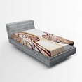 thumbnail image 1 of Ambesonne Ocean Fitted Sheet, Seashells Abstract Boho, Twin Size, Pale Brown Cream, 1 of 2