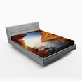 thumbnail image 1 of Ambesonne Ocean Fitted Sheet, Sunset Pacific Paradise, Queen Size, Cream Blue, 1 of 2