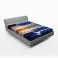 thumbnail image 1 of Ambesonne Ocean Fitted Sheet, Thunder over Sea Storm, Full Size, Orange Blue, 1 of 2