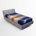 thumbnail image 1 of Ambesonne Ocean Fitted Sheet, Thunder over Sea Storm, Twin Size, Orange Blue, 1 of 2