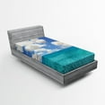 thumbnail image 1 of Ambesonne Ocean Fitted Sheet, Tropical Island Beach, Twin XL Size, Turquoise Aqua, 1 of 2