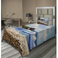 thumbnail image 1 of Ambesonne Ocean Fitted & Top Sheet Set with Sham, Sea Coast by Beach Rock, Blue Brown White, 1 of 4