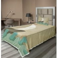 thumbnail image 1 of Ambesonne Ocean Fitted & Top Sheet Set with Sham, Seagulls Boating Marine, Seafoam Sand Brown White, 1 of 4