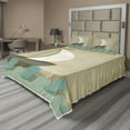thumbnail image 1 of Ambesonne Ocean Fitted & Top Sheet Set with Shams, Seagulls Boating Marine, Seafoam Sand Brown White, 1 of 4