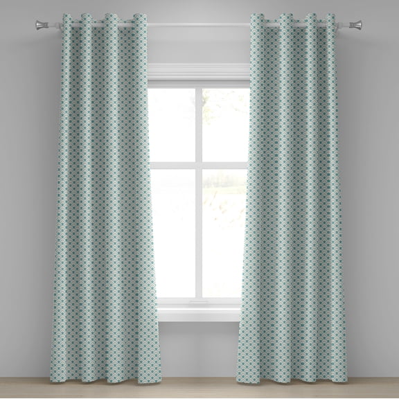 Ambesonne Ocean Grommet Curtain, Bold Circles Sea Inspired, 50" x 84", Sky Blue White
