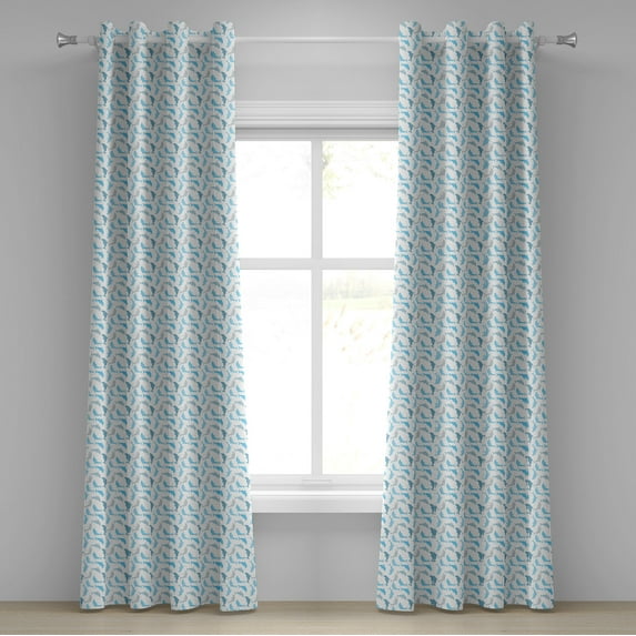 Ambesonne Ocean Grommet Curtain, Jumping Dolphin, 50" x 96", White Blue Grey
