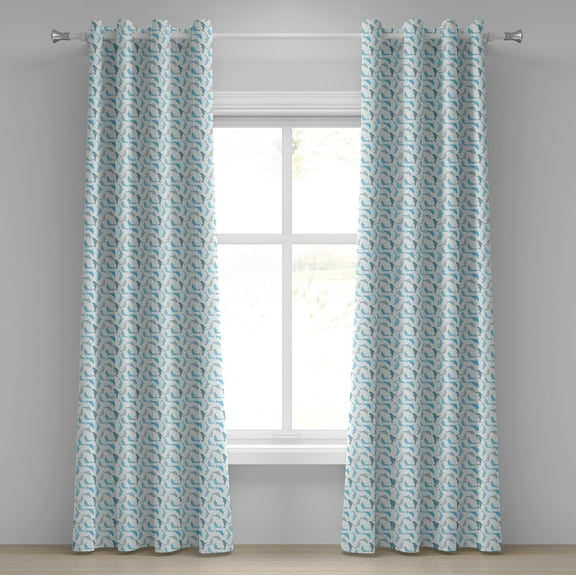 Ambesonne Ocean Grommet Curtain, Jumping Dolphin, 50" x 96", White Blue Grey