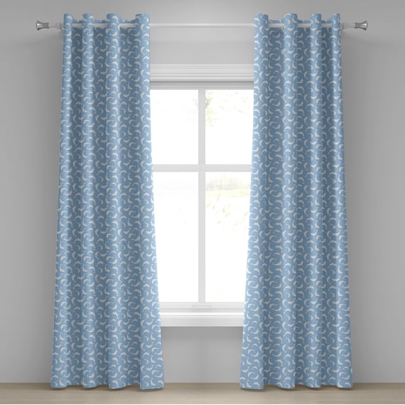 Ambesonne Ocean Grommet Curtain, Pattern with Dolphins, 50" x 72", Pale Blue White