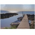 Ambesonne Ocean Jigsaw Puzzle Durable Cardboard, Old Rustic Pier Boats